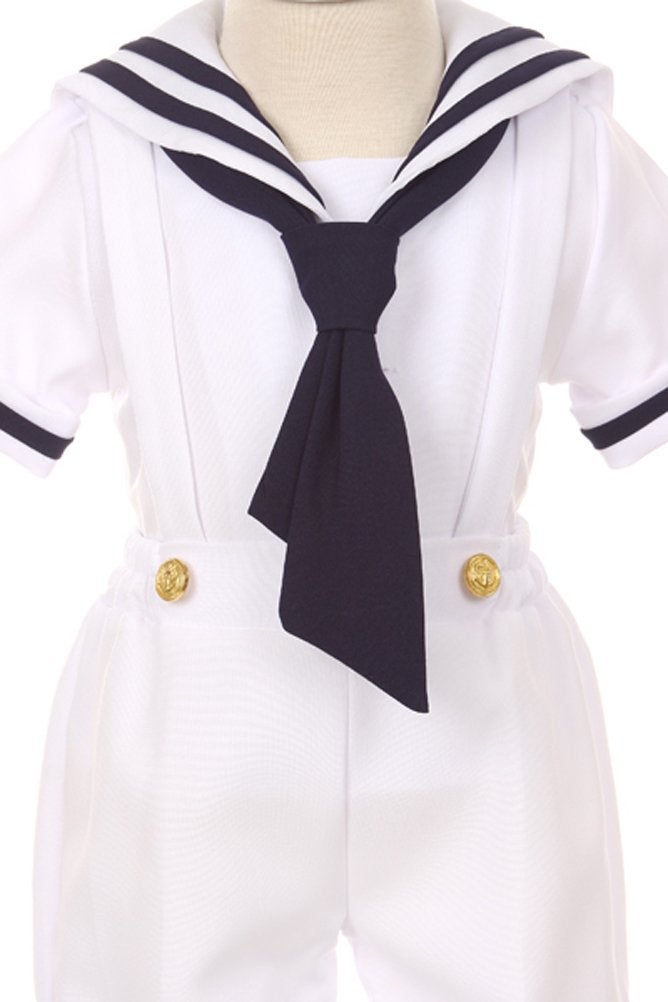 iGirlDress Baby Toddler Boys Nautical Sailor Outfit Short Suit 4 Piece Set 6mos White - Image 3